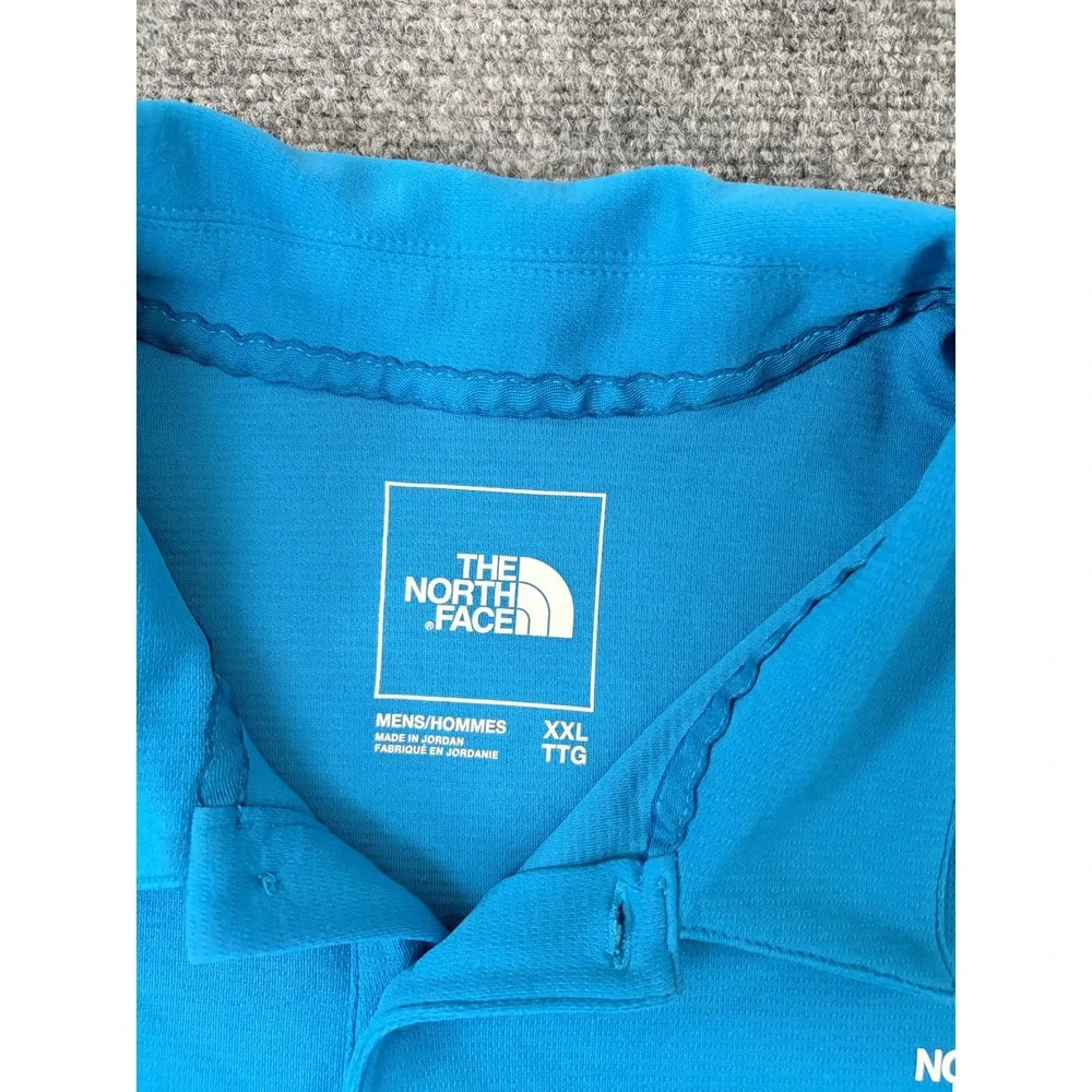The North Face Mens Blue Short Sleeve Pique Performance Polo Shirt XXL 7656